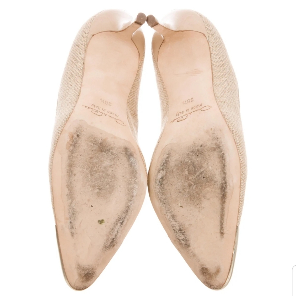 OSCAR DE LA RENTA Pointed-Toe Raffia Pumps - Picture 3 of 4